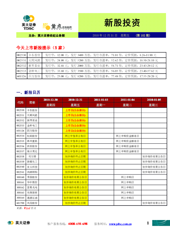 英大证券新股投资