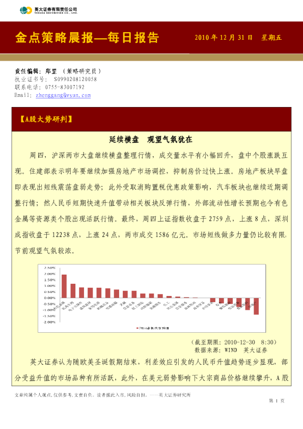 英大证券金点策略晨报