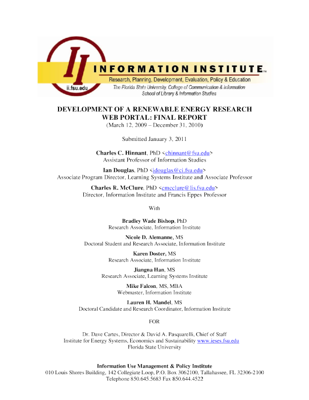 Development of a Renewable Energy Research Web Portal