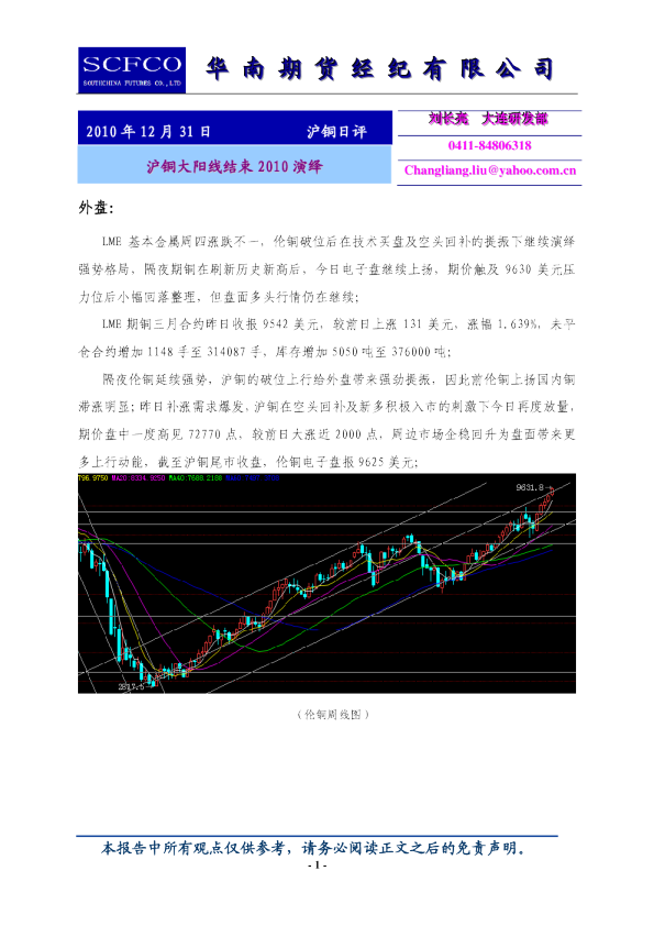 沪铜日评：沪铜大阳线结束2010演绎