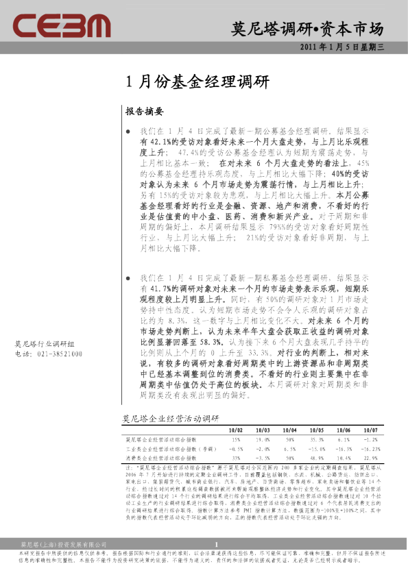 资本市场：1月份基金经理调研