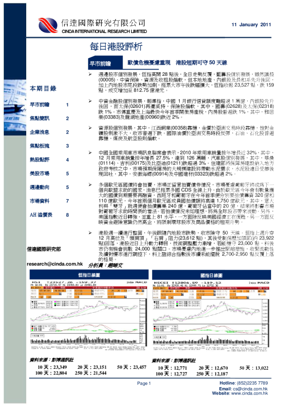 信达国际每日港股评析