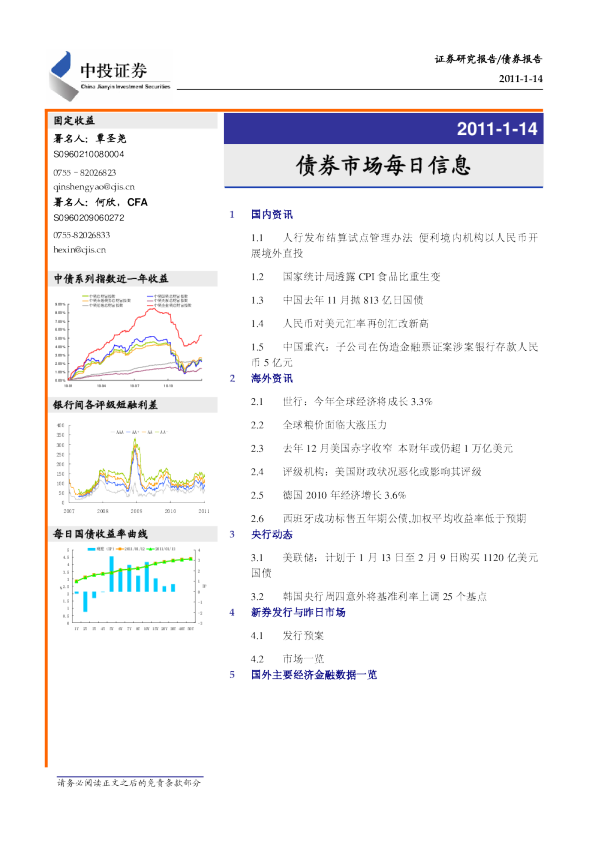 债券市场每日信息