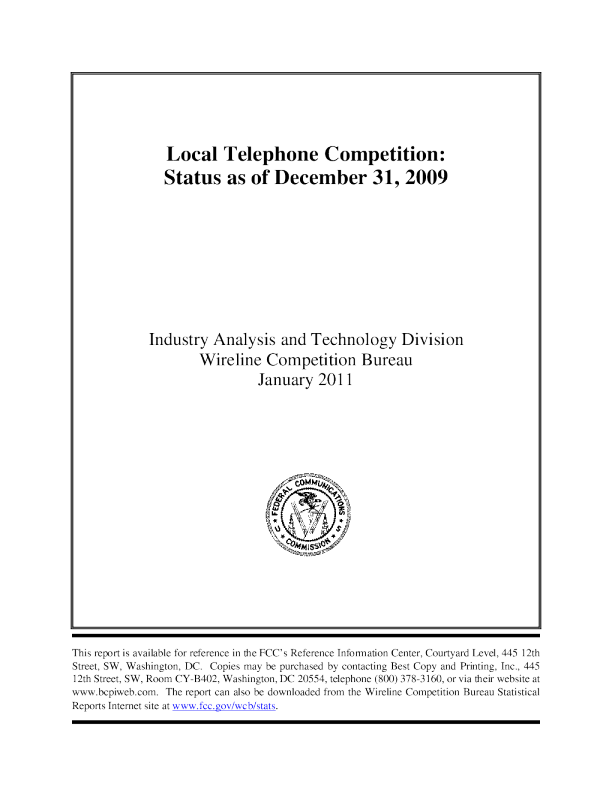 Local Telephone Competition (As of 12/31/09)