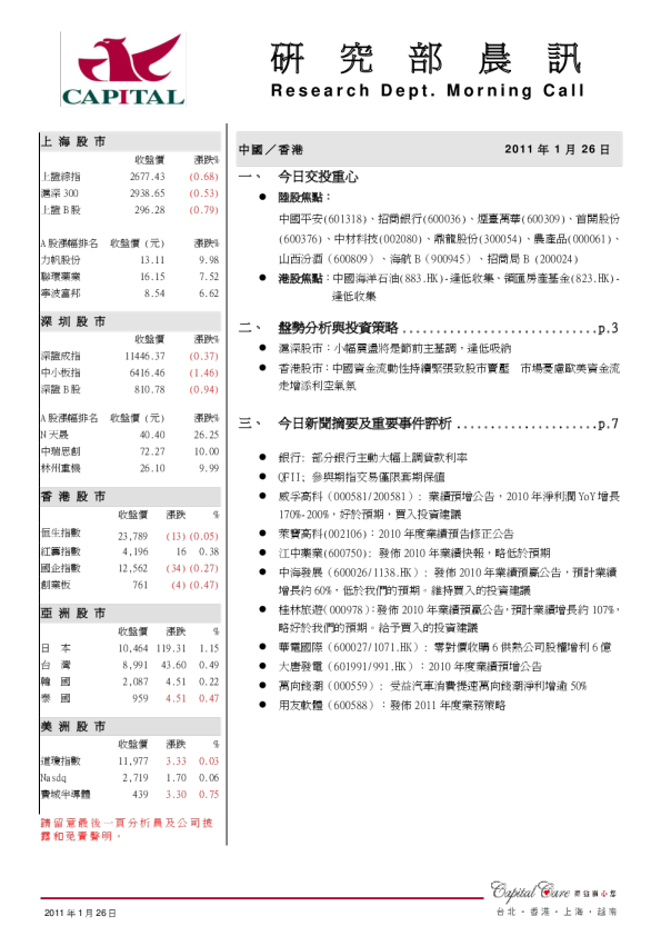 群益证券(香港)研究部晨讯