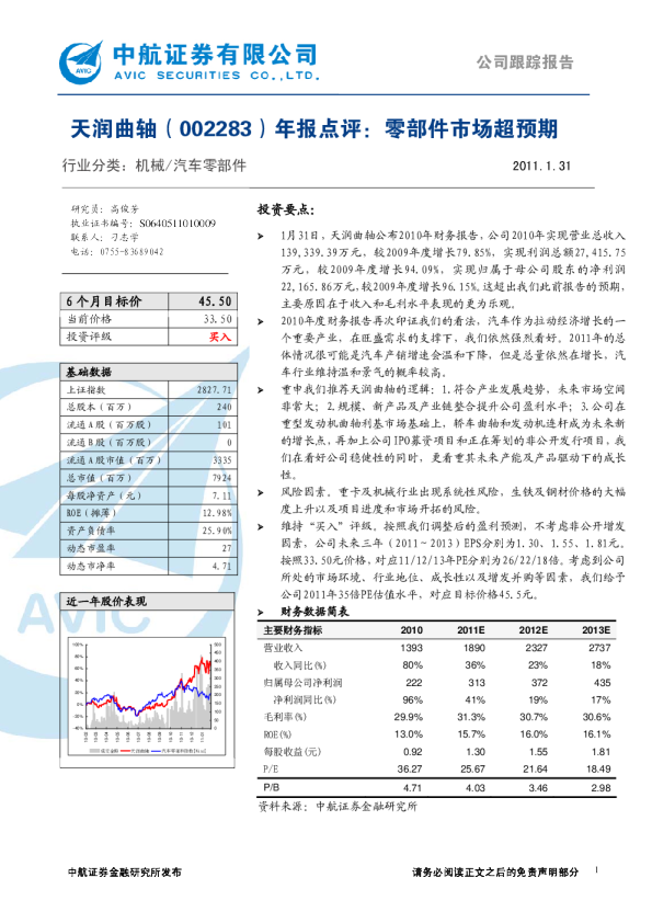 年报点评：零部件市场超预期