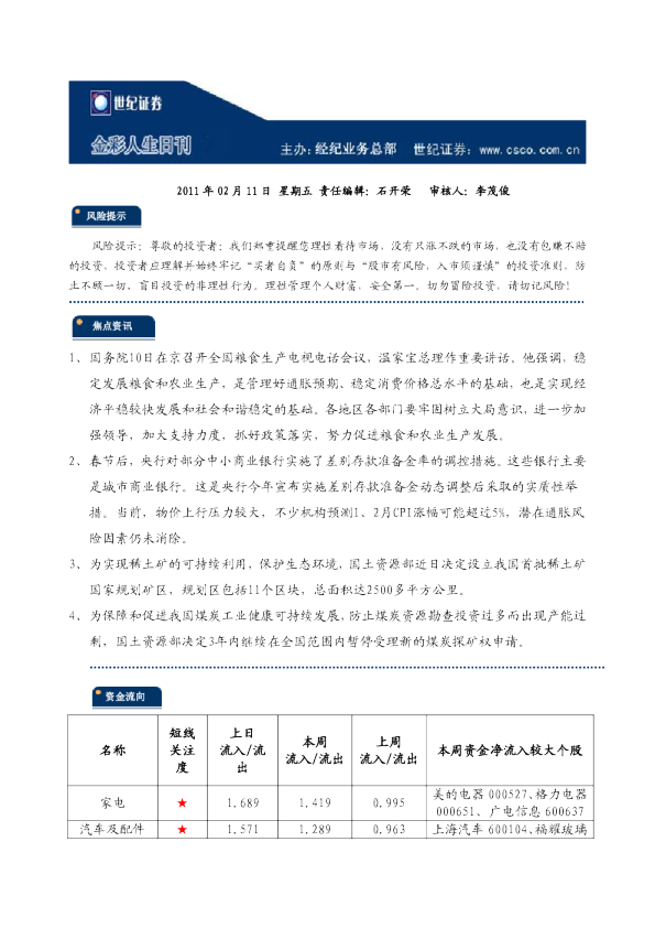 世纪证券金彩人生日刊
