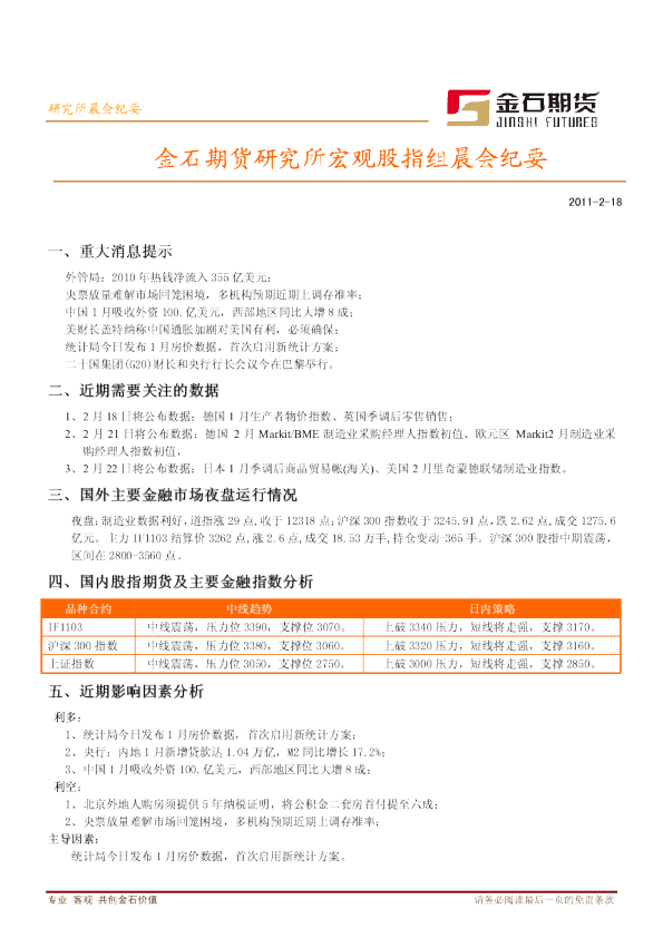 金石期货研究所宏观股指组晨会纪要