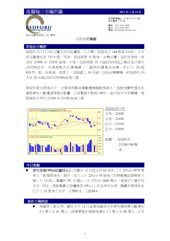 泓福每日市场评论
