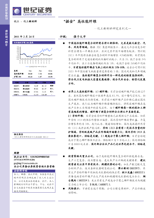 化工新材料研究系列之一："掘金"高性能纤维
