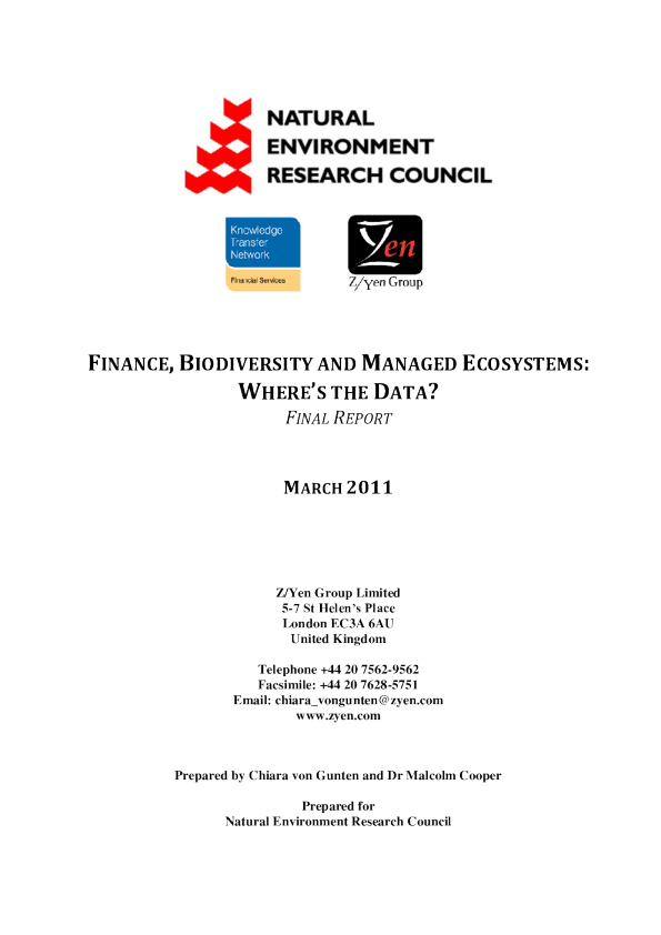 金融、生物多样性和管理生态系统：数据在哪里？