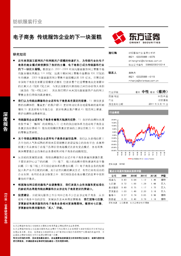 纺织服装行业：电子商务,传统服饰企业的下一块蛋糕