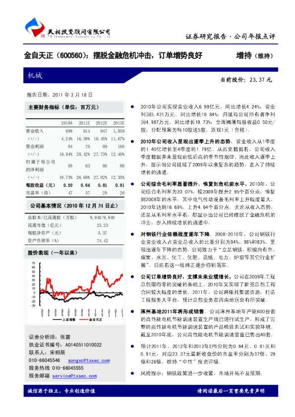 摆脱金融危机冲击，订单增势良好