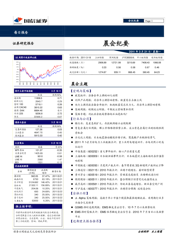 国信证券晨会纪要