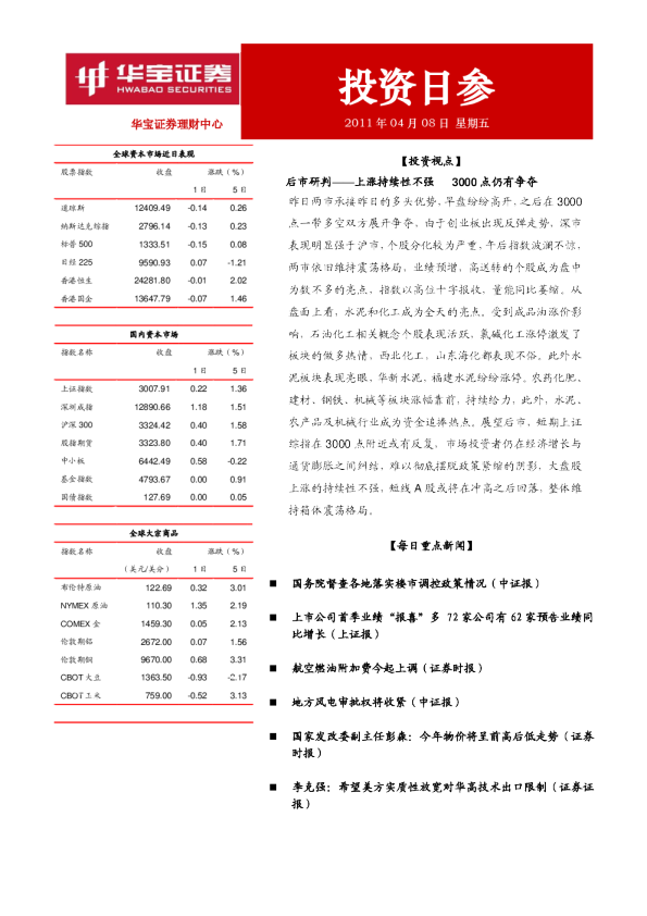 华宝证券投资日参