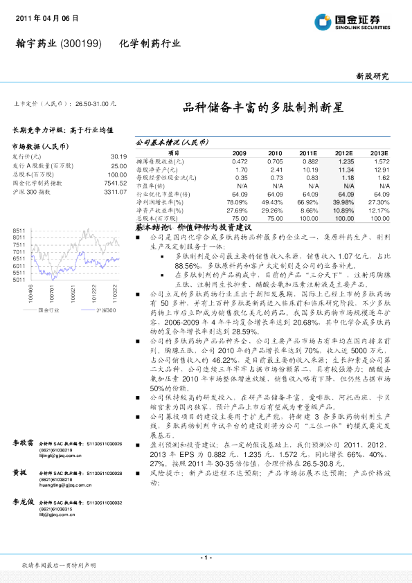 品种储备丰富的多肽制剂新星