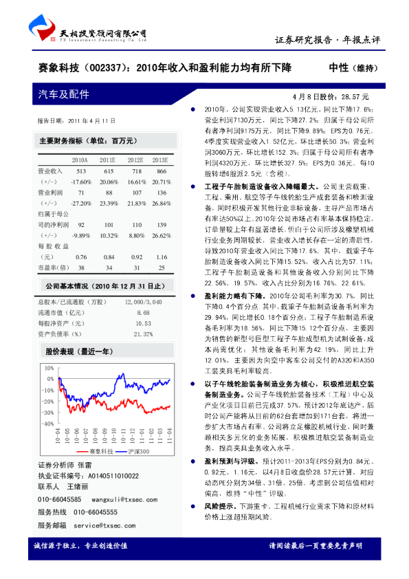 2010年收入和盈利能力均有所下降