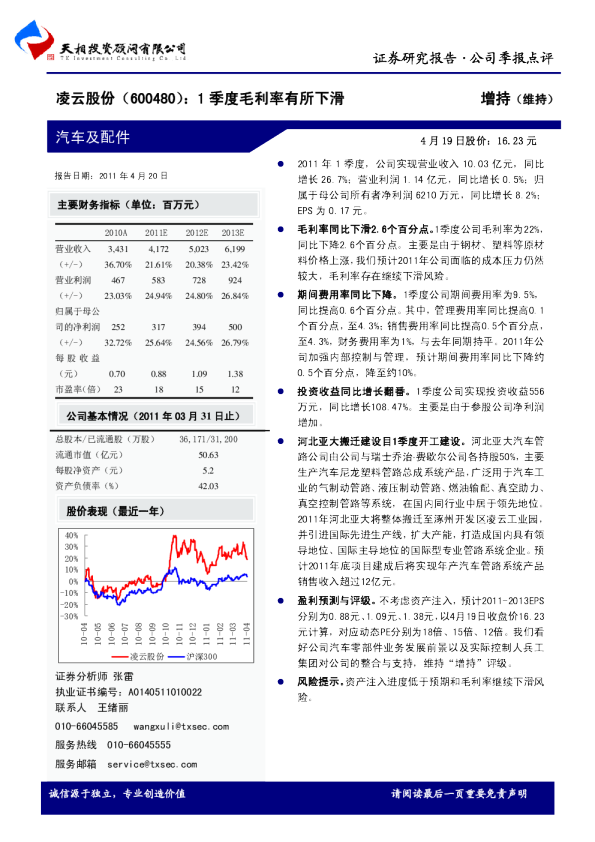 1季度毛利率有所下滑
