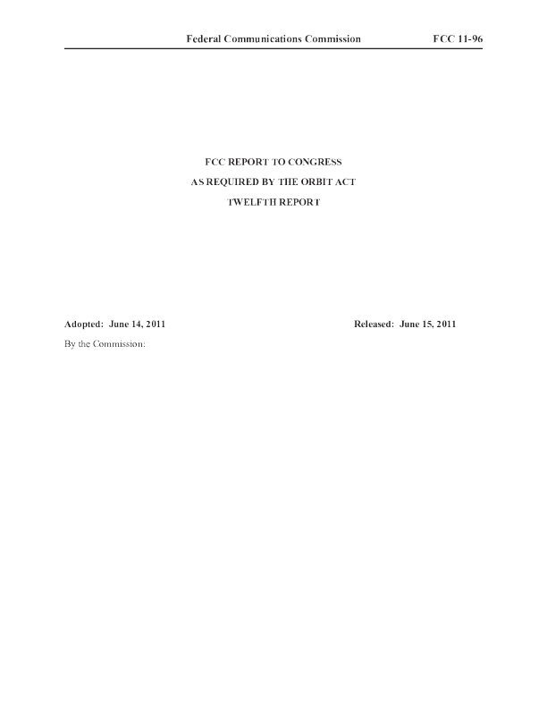 Twelfth Orbit Act Report