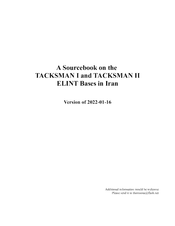 关于伊朗TACKSMAN I 和 TACKSMAN II ELINT 基地的资料手册