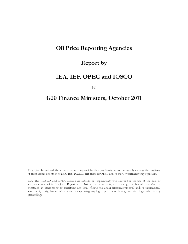 Oil Price Reporting Agencies