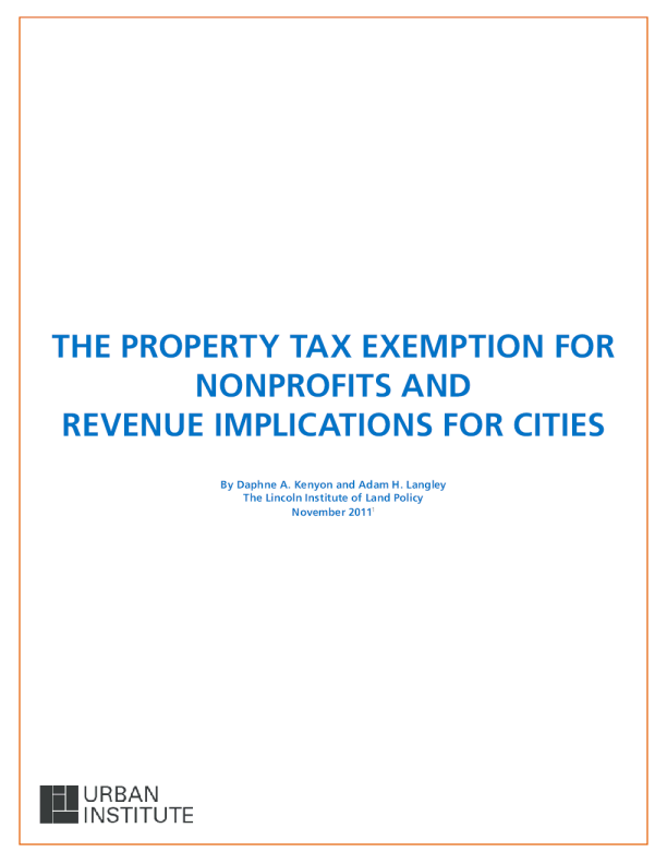 The Property Tax Exemption for Nonprofits and Revenue Implications for