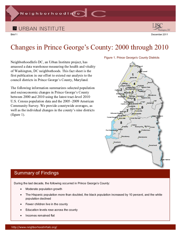 Changes in Prince County 2000 through 2010