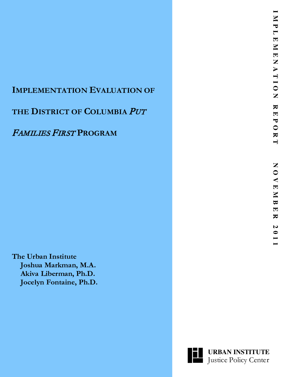 Implementation Evaluation Of The District Of Columbia Put Families ...