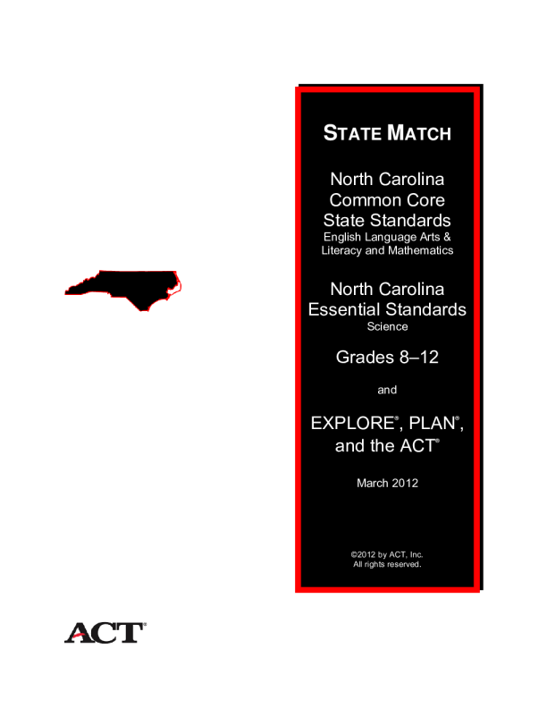 North carolina state match common core state standards