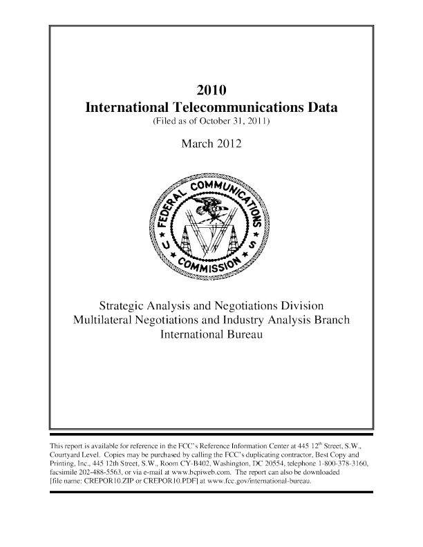 International Telecommunications Data Report (2010)