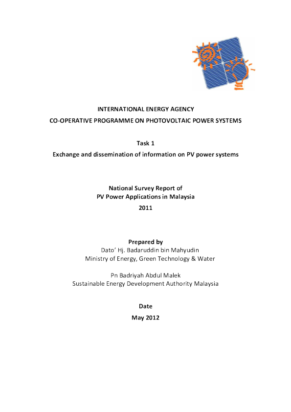 马来西亚光伏发电应用全国调查报告-2011
