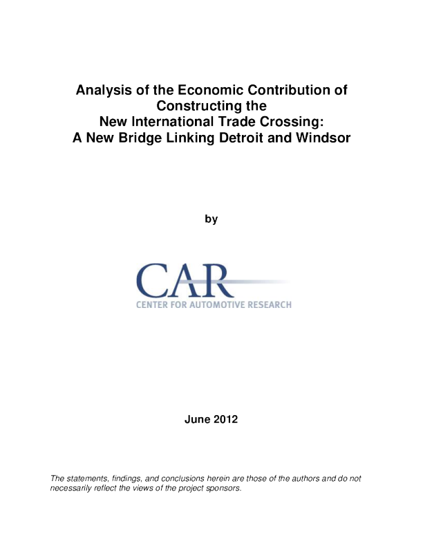 分析新建国际贸易通道的经济贡献：连接底特律和温莎的新桥梁