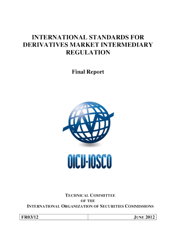 FR03/12 International Standards for Derivatives Market Intermediary Regulation