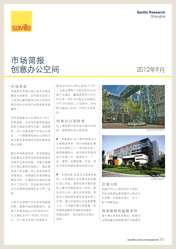 上海创意办公空间市场简报