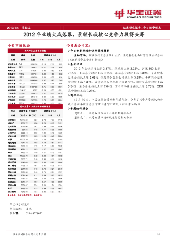 华宝证券今日投资视点