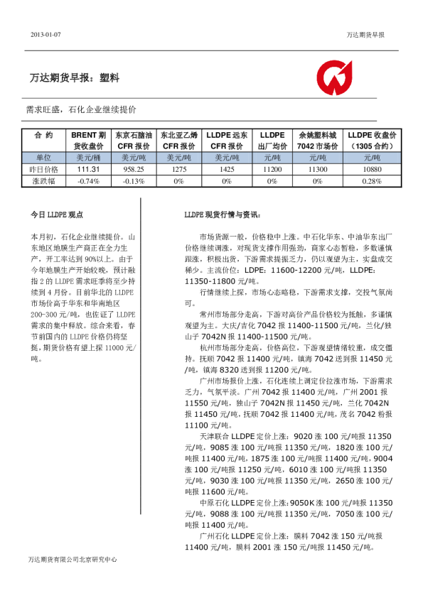 塑料早报：需求旺盛,石化企业继续提价