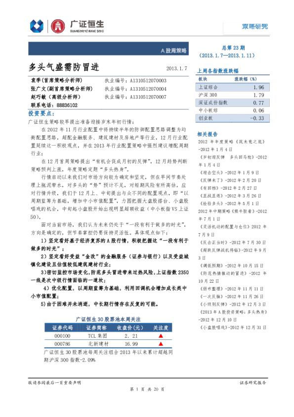 A股周策略：多头气盛需防冒进