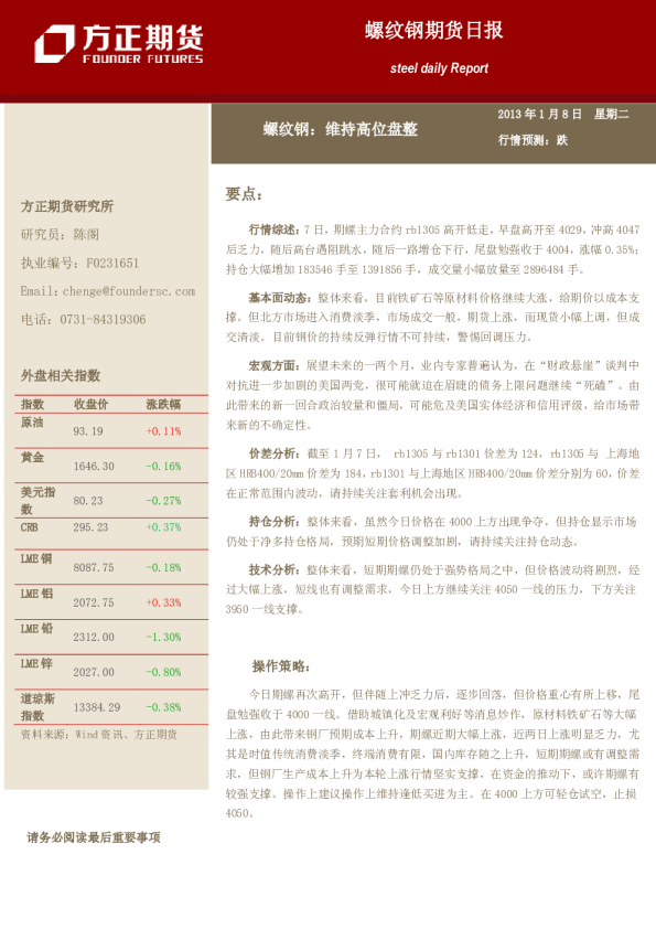 螺纹钢期货日报：维持高位盘整