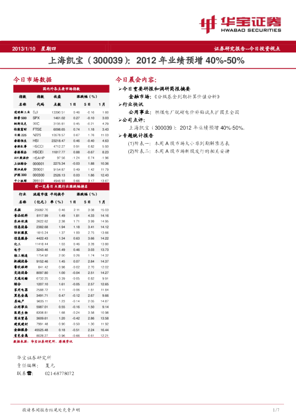华宝证券今日投资视点
