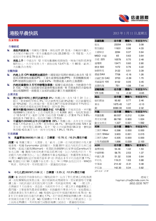 信达国际港股早晨快讯