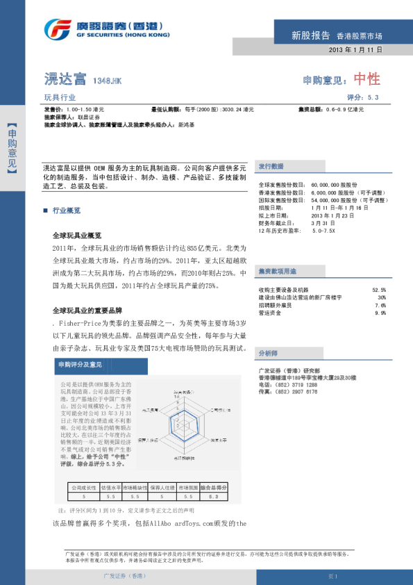 滉达富：新股报告
