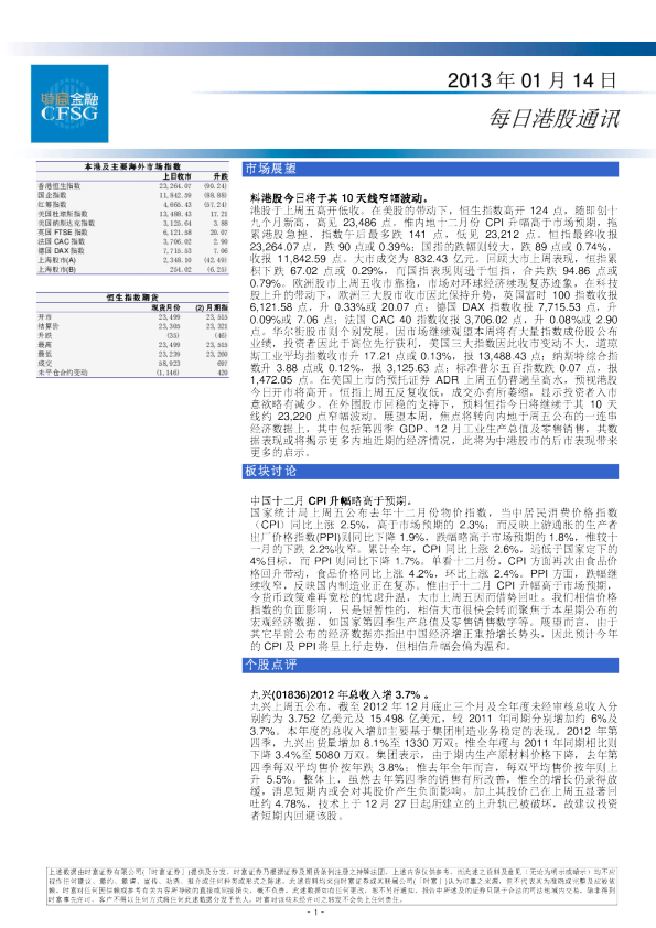 时富证券每日港股通讯
