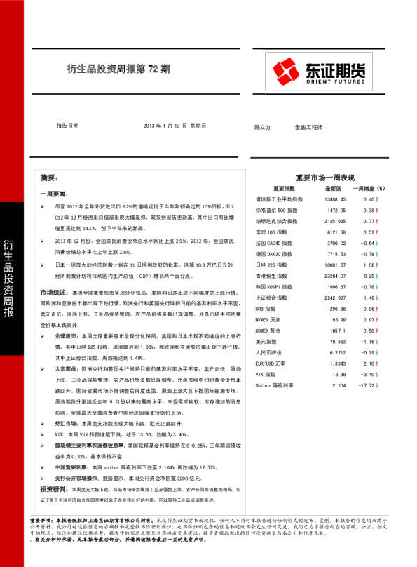 东证期货衍生品投资周报第72期
