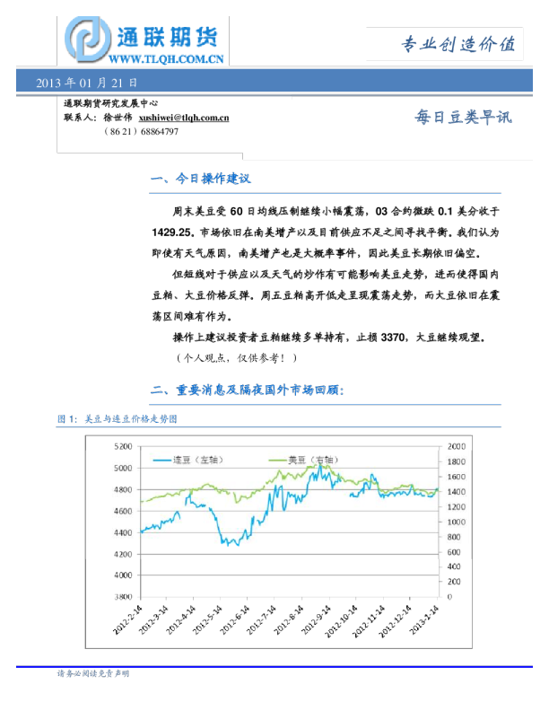 通联期货每日豆类早讯