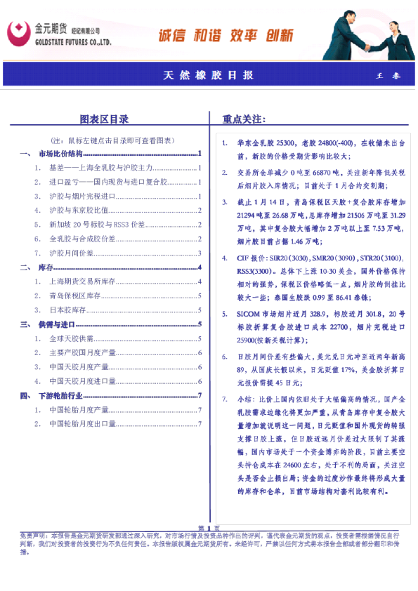 金元期货天然橡胶日报