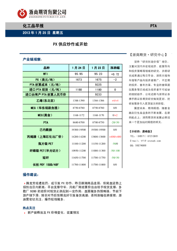 天胶：PX供应炒作或开始