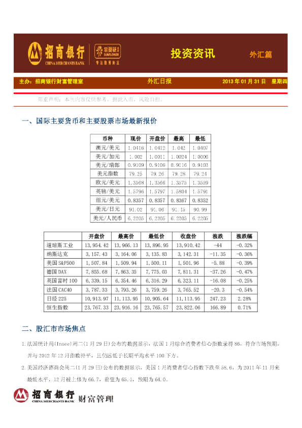 招商银行金葵花外汇投资资讯