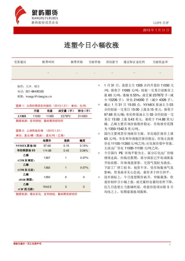 连塑今日小幅收涨：LLDPE日评