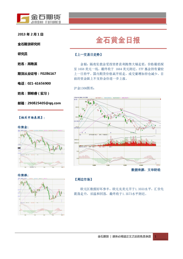 金石期货黄金日报