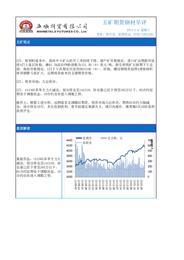 五矿期货钢材早评